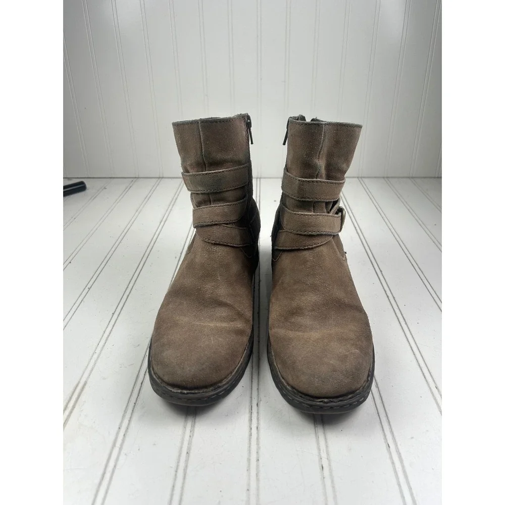 Born Vintage Laila Distressed Taupe Suede Ankle Boots Women's Size 8.5
